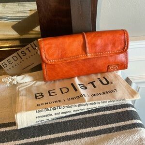 NWT Bed Stu Leather Canton Wallet Clutch Apricot Crush DD MSRP $169